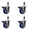 Service Caster 4'' Blue Poly Swivel 7/8'' Expanding Stem Caster Set with Brake, 4PK SCC-EX20S414-PPUB-BLUE-PLB-78-4 - alternate 1